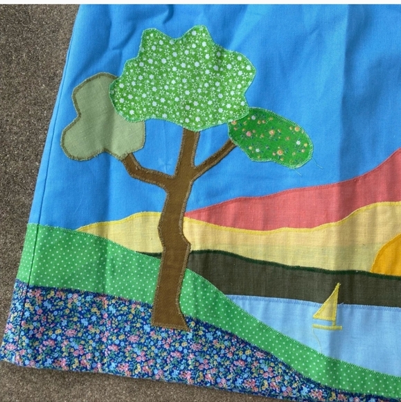 Vintage Applique Lake Sail Boat Skirt - Picture 3 of 5